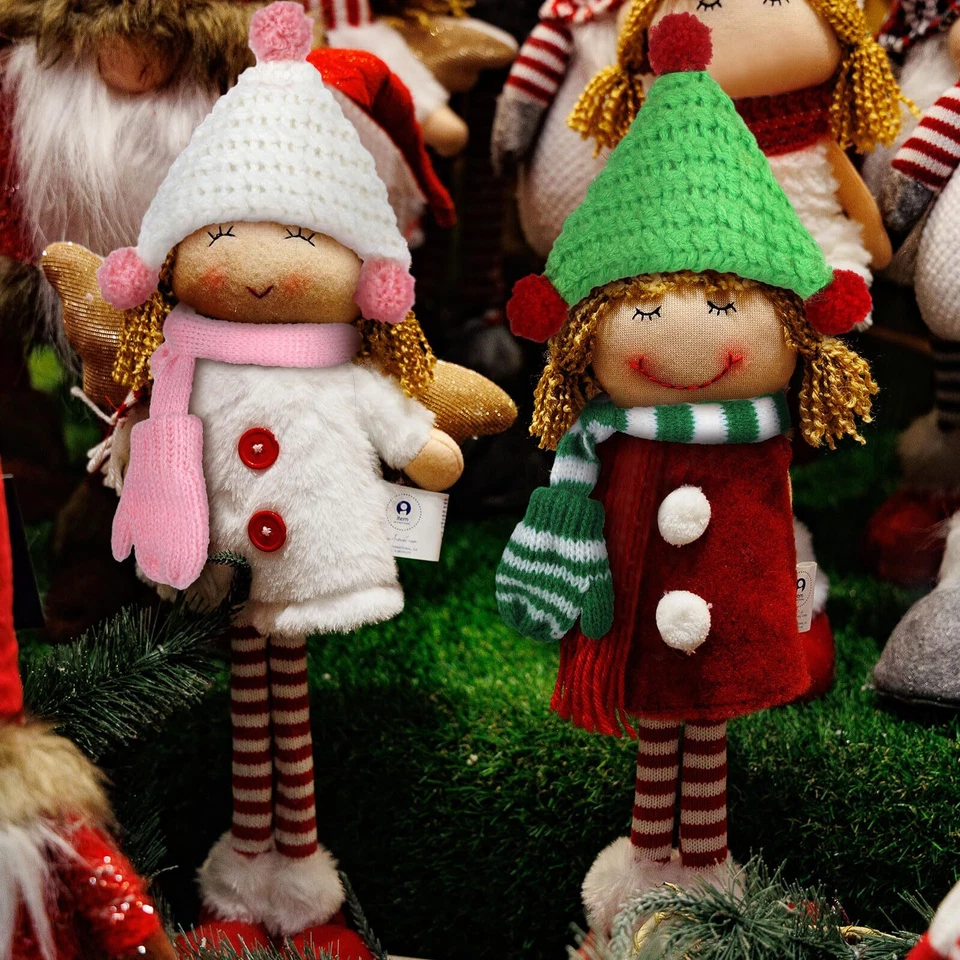 Geyoga 8 Pc Mini Knit Doll Hats & Scarves Set Mini Santa Hats Red White Green - Image 2 of 4