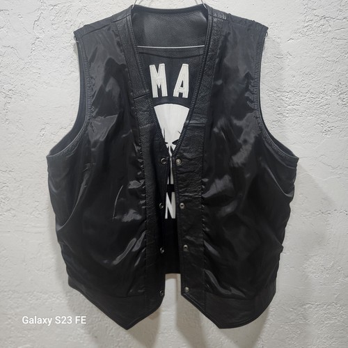 Mens Cut Damage INC Skull Classic Biker Motorcycle Genuine Leather Vest - Picture 11 of 14