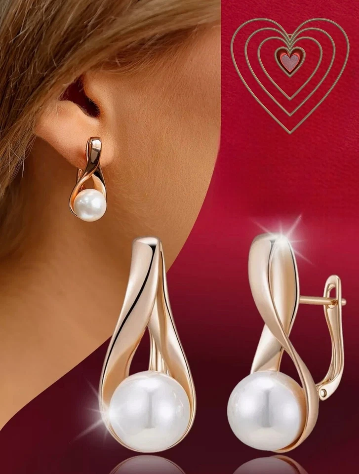 Ohrringe vergoldet mit 585er Walzgold  Perlen Roségold Geschenkbox inklusive - Bild 2 von 4