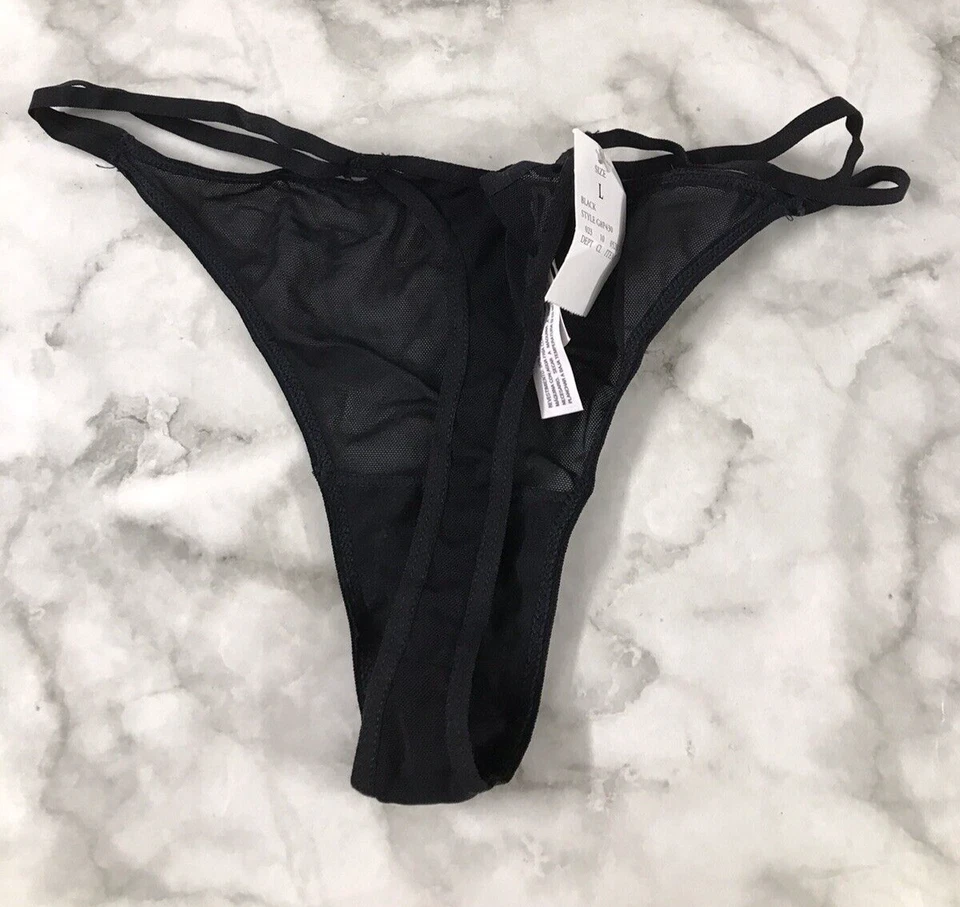 Tanga de malla Auden con correas dobles bragas para mujer negras talla M/L Foto 4 de 4