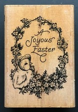 A JOYOUS EASTER HOLIDAY GREETING BIRD ANIMAL Stampendous Wood Rubber Stamp