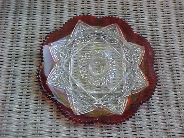 RUBY STAINED GLASS COVERED BUTTER "ANNA G BANNEISTER 1910" - Image 4 of 4