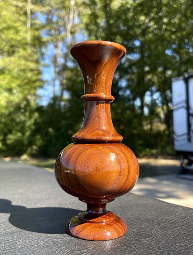 Wood Bud Vase Hand Turned - Two Toned Wood Grain Mid Century Modern 6.5” - 第 3/22 張圖片