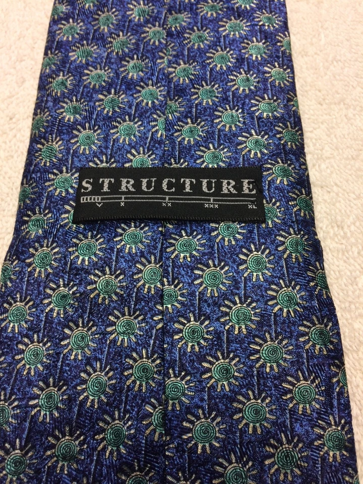 ESTRUCTURA CORBATA HOMBRE AZUL CON VERDE AZULADO Y GRIS 4 X 58 Foto 4 de 4