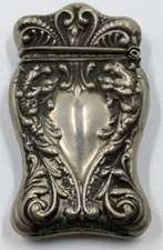 Antique Vintage Sterling Silver Match Safe Nouveau Mythological Dragons C3-100MS