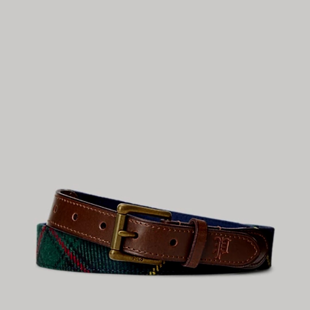 Polo Ralph Lauren Mens 38 Leather Trim Wool Blend Tartan  display picture 3