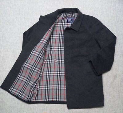 ジャケット・アウター 80s Vintage Burberrys England Rider Coat VINTAGE 80s Burberry Wool Coat Jacket Nova Check Lined Overcoat