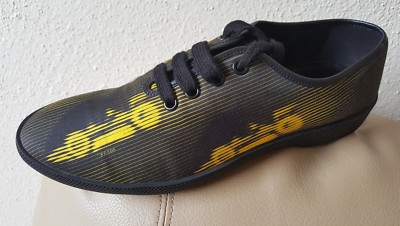 PRADA Yellow & Black Racecar Sneaker Molded Canvas Track Sole 9UK/10.5-11US 