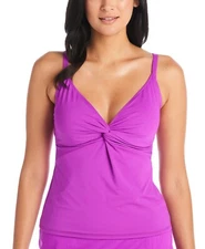 Bleu by Rod Beattie Women's Purple Crush Lets Get Twisted Tankini Top, Size 10D
