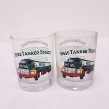 2 Vintage Drinking Glass 1984 Hess Tanker Truck free shipping 