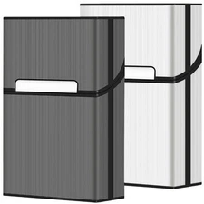 	roygra Cigarette Case King Size Magnetic Brushed Aluminum 20 Capacity - 2 Pack	