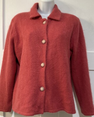 Venesha High Quality Angora Vintage Collared Cardigan Pink