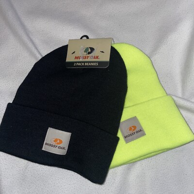 NEW Mossy Oak Neon Yellow Black (2pk) Beanie One size fits most Insulated 