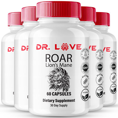 (5 Pack) Dr. Love Roar Lion s Mane Male Capsules for Men Energy & Vitality Pills