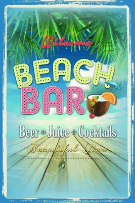 Holzschild 20x30 Welcome to BEACH BAR Beer Juice Cocktails Strand Karibik Palmen
