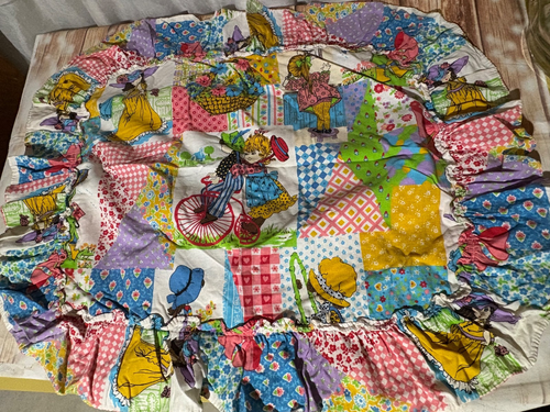 RARE VTG Holly Hobbie TWIN Bedspread COVERLET & SHAM Ruffled Edges Hobby EUC - Picture 5 of 5