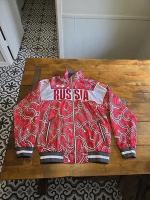 Vtg Bosco Sport Russia Olympic Track Jacket Mens L Red Firebird Rossi Zip Up