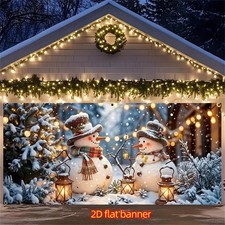 Snowmen Christmas Tree Garage Door Cover Door Banner Party Holiday Backgrond