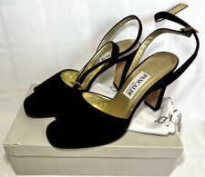 Pancaldi Black Velvet Vintage Sandales Shoes 1990s XP1179