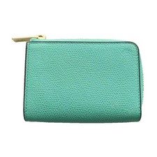Valextra L-shape Zip Coin Wallet Turquoise B