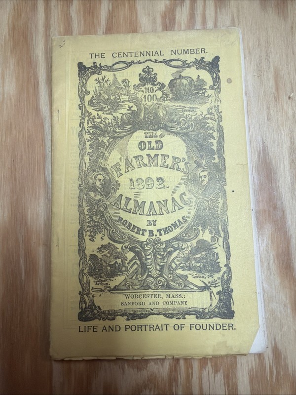 Vintage 1892 Old Farmer's Almanac by Robert B. Thomas