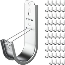 50 Pack 2 Inch J Hook Wall Mount J Hook with Retainer Clip Galvanized Steel Wall