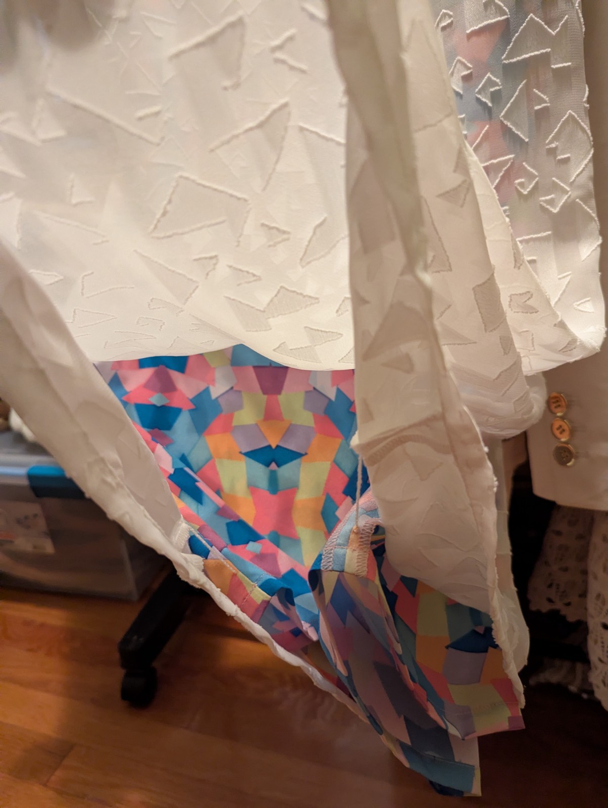 Cuddy Studios Double Layer Blouse Small Geometric… - image 5