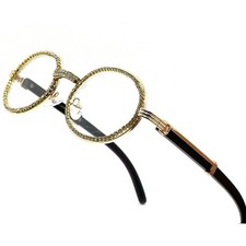 Eye Glasses Round Frame Gold Clear Lens Fashion Eyewear Party Music Festival Ice