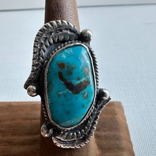 Navajo Sterling Silver Turquoise Ring Vintage Native American Size 5.5