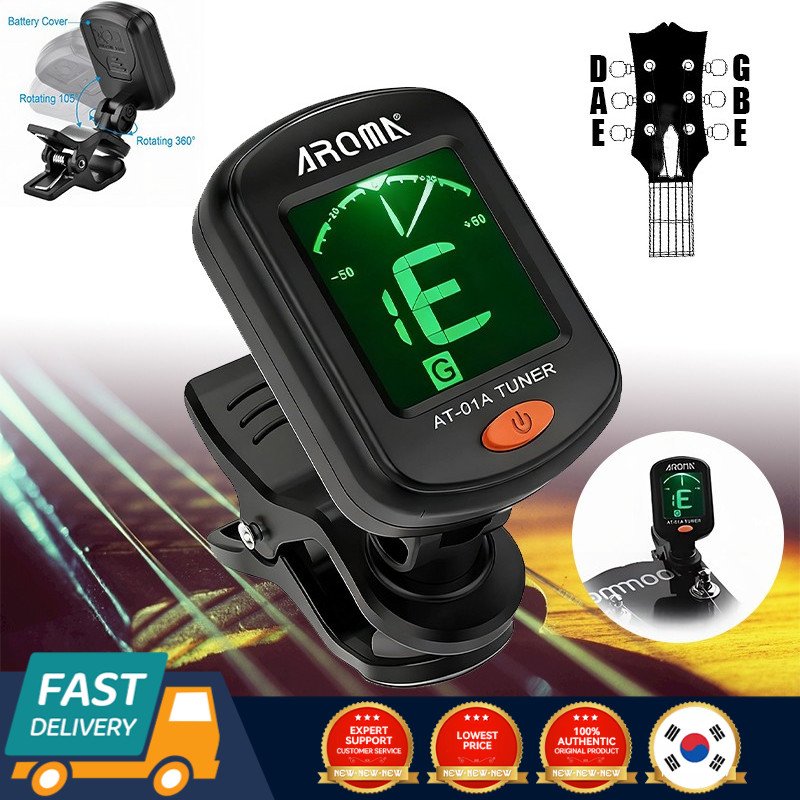 Chromatic Clip On Tuner AT-101 LCD Display For Guitar Bass Violin Banjo