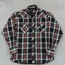 Vintage Wrangler Pearl Snap Shirt Men Large Check Long Sleeve 90s Western Cowboy