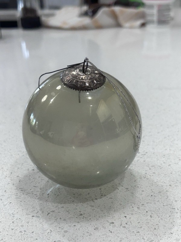 Kugel West 11" Antique German Ornament Silver Glass Christmas Ball Baroque Cap