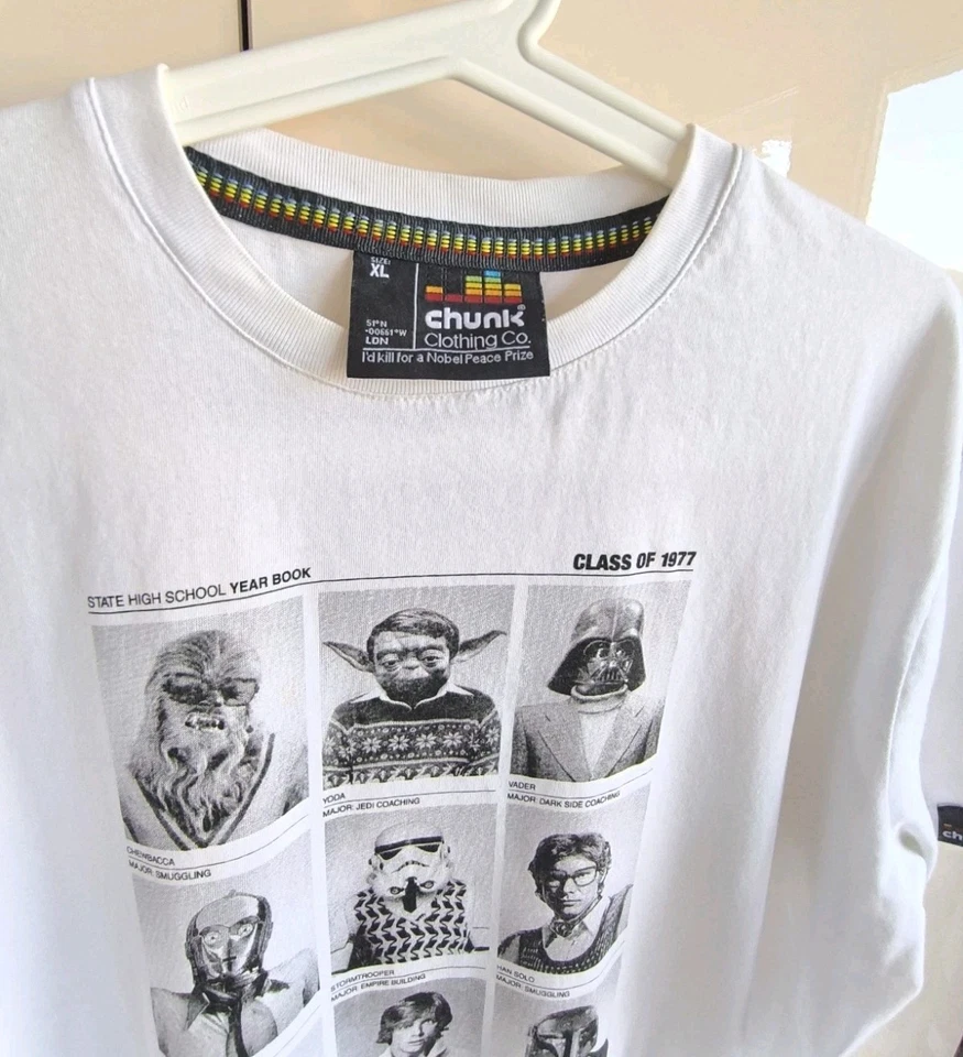 Camiseta Chunk branca vintage, Star Wars, tamanho XL - Imagem 2 de 4