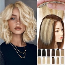 Highlight Fluffy Mini Hair Pad Clip In 100 Remy Human Hair Extensions Topper US