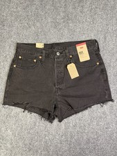 Women s Levi s 501 Black Denim Shorts Size 31 New With Tags High-Rise Cut Off