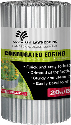 Narrow-Corrugated Landscape Edging, 10'' X 20Ft Galvanized Steel Sturdy Flexible 