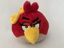 Angry Birds Plush Red Bird with Yellow Bow Girl Female Commonwealth 5" No Sound