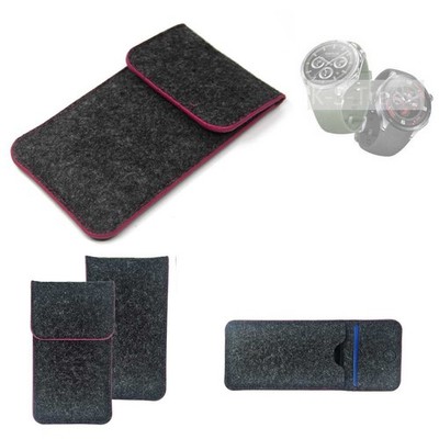 Schutzhülle für OnePlus Watch 3 dunkelgrau rosa Rand Filz Sleeve Tasche Pouch