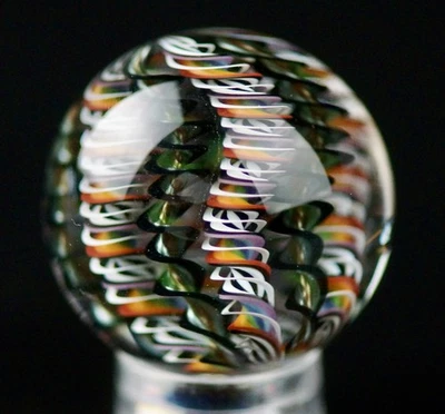Bryan Trillas Glass Marble/Filigree Cane/UV Reactive/Bipolar Rainbow/0.8-0.9 in - Image 1 of 4