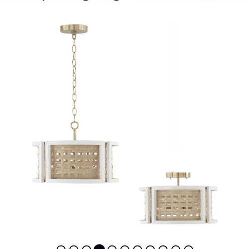 Capital Lighting Lola 4-Light Semi-Flush/Hanging Ceiling Light White/Matte Brass