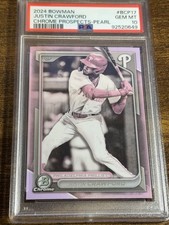 JUSTIN CRAWFORD 2024 Bowman #BDC-17 Pearl Refractor SSP PSA 10