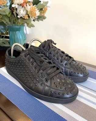 Gucci Black Brooklyn Leather Studded Spikes Sneakers US 7 322736