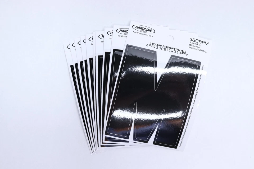 (10-Pak) Calcomanía Hardline Letter M Vinilo Negro 3" 3SCBPM Foto 2 de 4