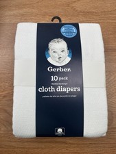 Gerber 10 Pack Flatfold Birdseye Cloth Diapers 24" x 27" White NEW