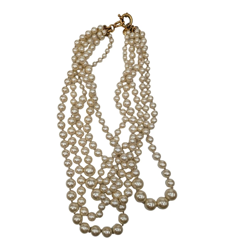 Collar Hamaca J.CREW Perla Retorcida Mujer Capas Imitación Peral Multi Hilo 20" Foto 2 de 4