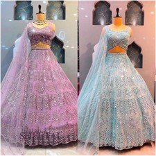 Bridal Designer Heavy Net Lehenga Choli Real Mirror Hand Work Embroidery lehnga