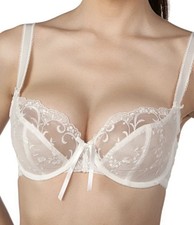 PANACHE Confetti Size UK 34 D Ivory Sheer Lace Balconette Underwire Bra Sty:4071