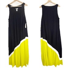 NWT Catherines Colorblock Maxi Dress Sleeveless Black Yellow Sz 0X