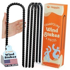 12 Inch Trampoline Stakes, Heavy Duty Ground Anchors, Trampoline 4 Pack Black