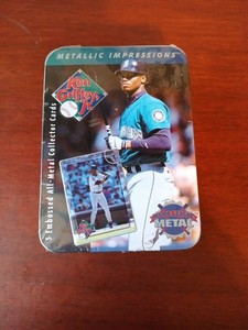 1996 Ken Griffey Jr Metallic Impressions 5 Metal Card Set With Tin